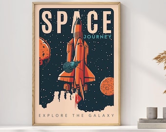 Retro Weltraum Poster - Weltraum Druck - Weltraum Liebhaber Geschenk - Tintzy