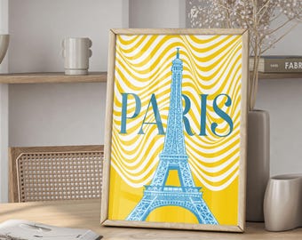 Paris Travel Poster - Modern Eiffel Tower Print | France City Wall Art