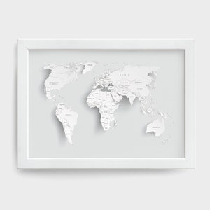 Minimalistische Weltkarte Poster - Modernes Wohndekor - Weltkarte Lerndruck