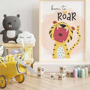 Cute Animal Poster - Tiger Themed Nursery Decor | Fun Kids Wall Art |  Safari Jungle Nursery - Tintzy
