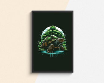 Póster de tortuga, decoración náutica, regalo abstracto para amantes de los animales - Tintzy