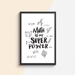 Poster di matematica - La matematica è il mio superpotere - Stampa educativa - Regalo educativo - Tintzy