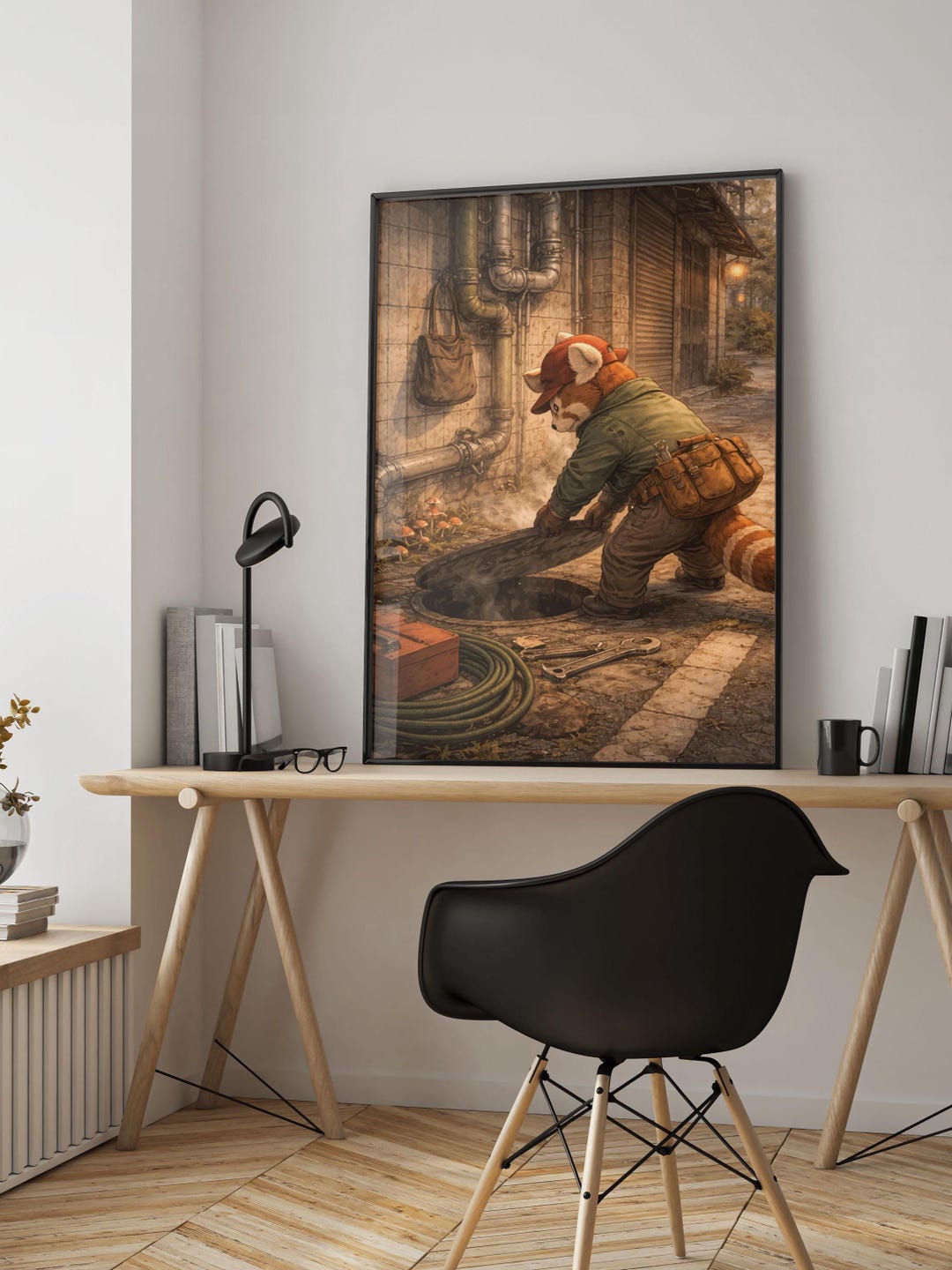 Red Panda Street Art Print – Japanese Alley Illustration | Cute Animal ...