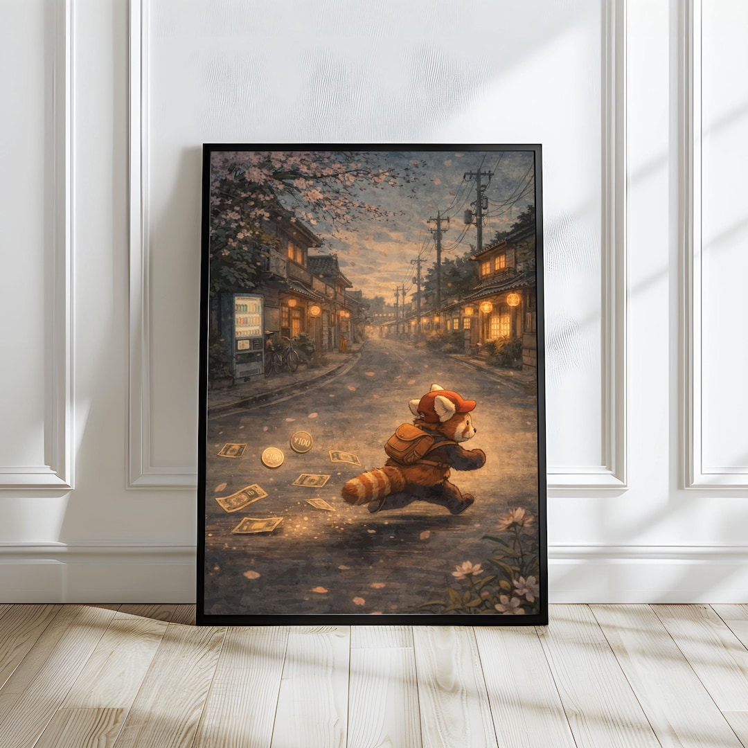 Red Panda Wall Art Print, Cute Animal Illustration, Japanese Street Art ...