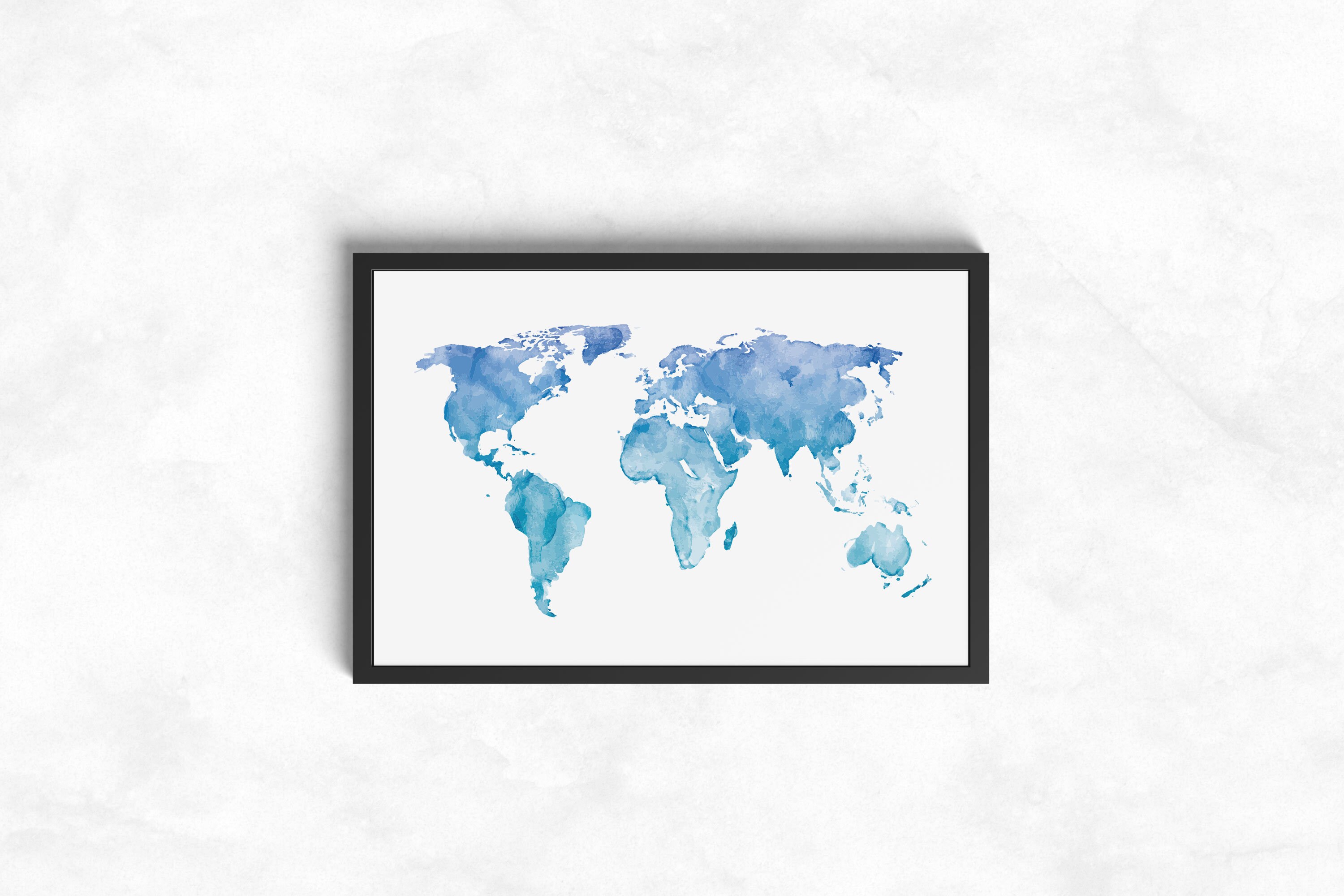 Watercolour World Map Poster - Watercolor World Map Wall Art - Map ...