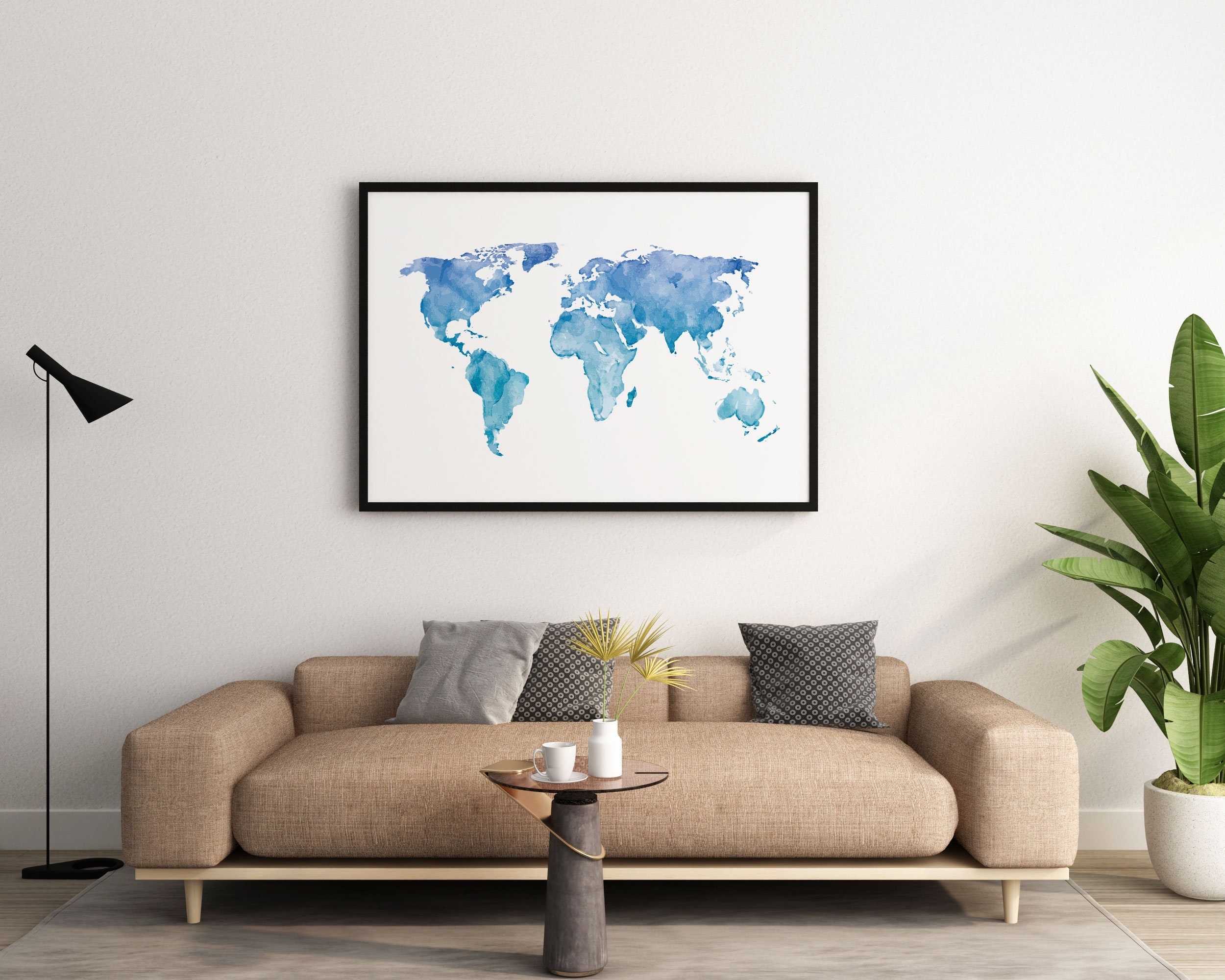 Watercolour World Map Poster - Watercolor World Map Wall Art - Map ...