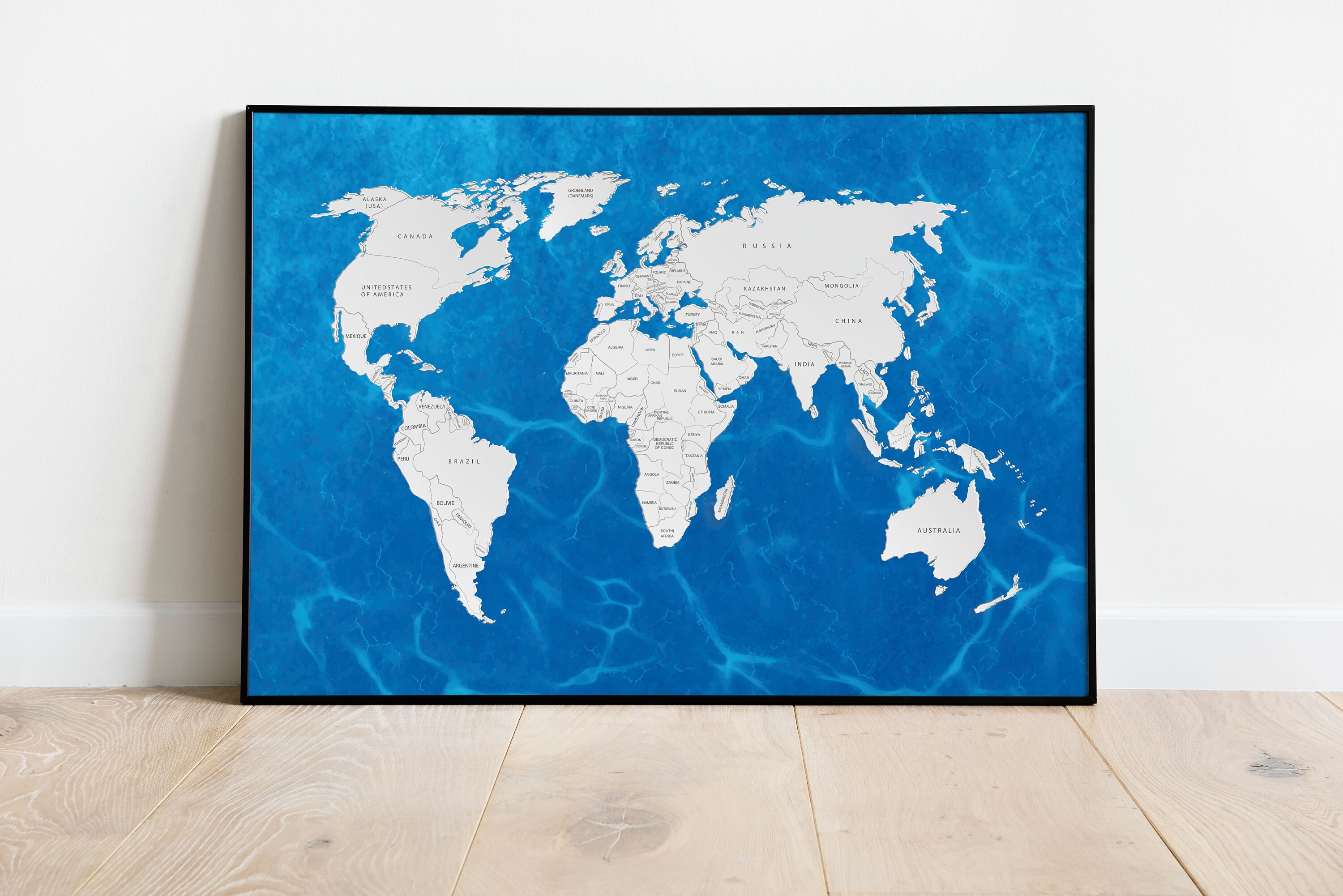 World Map Poster - Modern Home Decor - World Map Educational Print ...