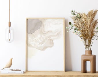 Taupe and Cream Modern Poster - Beige and Ivory Wall Art Print – Japandi Style Modern Decor  - Tintzy