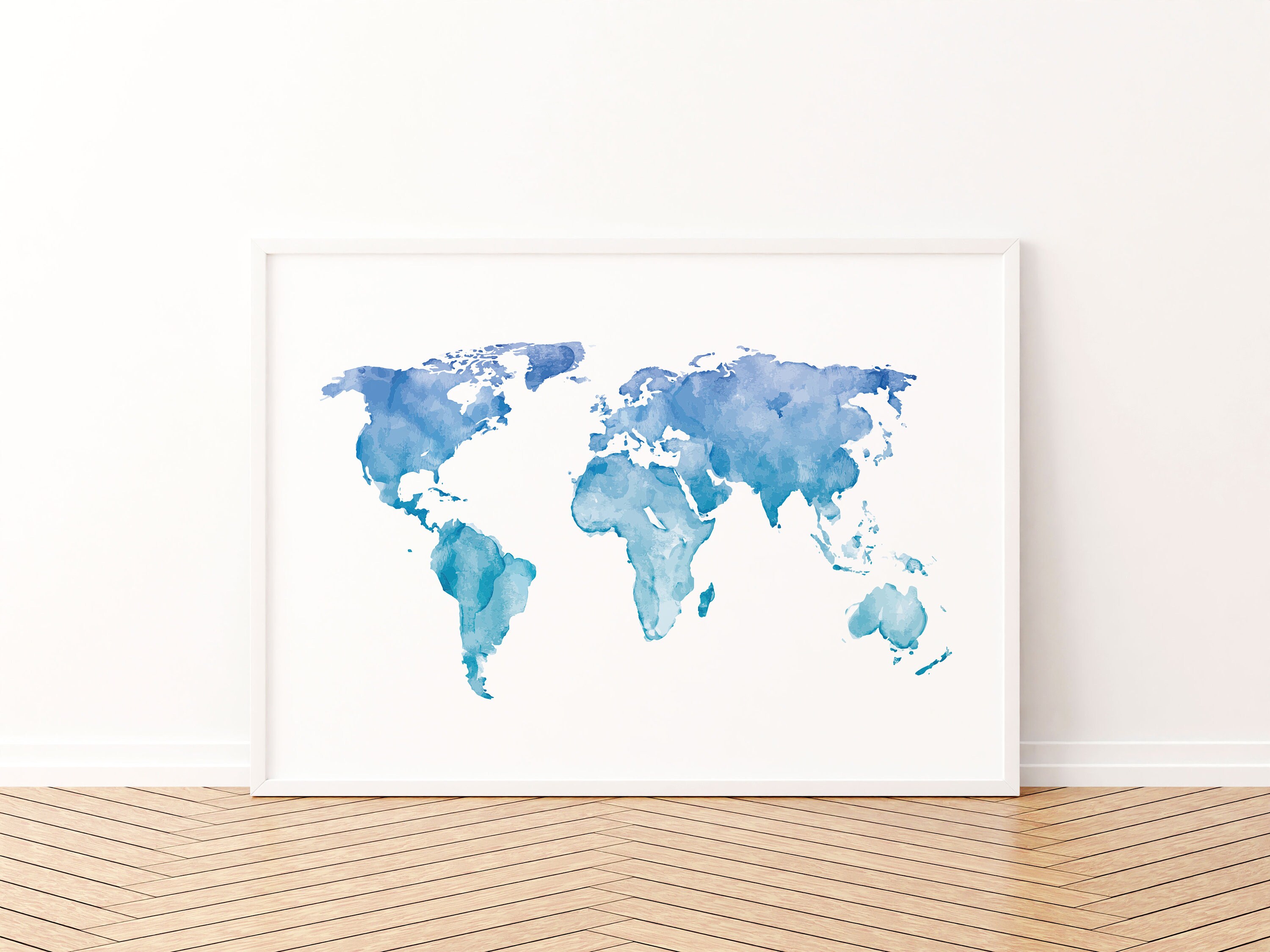 Watercolour World Map Poster - Watercolor World Map Wall Art - Map ...