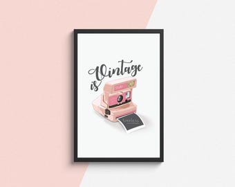 Vintage is Timeless Wall Art - Retro Polaroid Camera Print | Photography Lover Gift - Tintzy