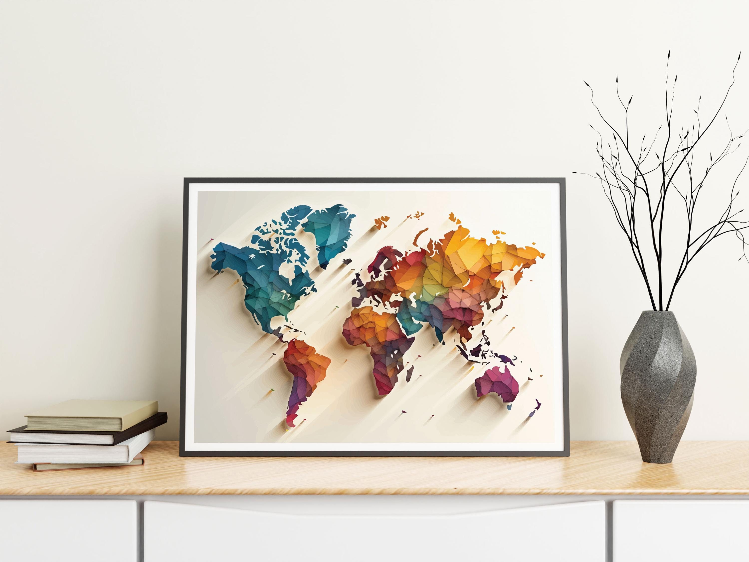 Abstract World Map - World Map Poster - Abstract Home Wall Art ...