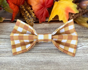Yellow Gingham Dog Bow Tie, Bow Ties For Dogs, Boy Dog Accessories, Dog Collar Bow Ties, Cute Puppy Bow Tie, New Dog Gift, Plaid Bow Tie