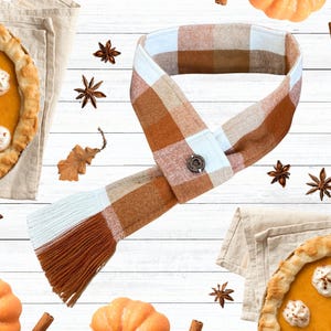 Orange Checkered Dog Scarf, Fall Scarves For Dogs, Flannel Dog Scarf, Buffalo Check Scarf, Winter Cat Scarf, Pet Gifts For Pet Parents