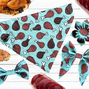 Bandana de pierna de pavo, pañuelo personalizado para perro con forma de baqueta, pajarita de alitas de pollo, flor de comida divertida, lazo marinero con forma de bocadillo