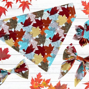Maple Leaf Bandana, Fall Bow Tie For Dogs, Personalized Over The Collar Dog Kerchief, Slip On Sailor Bow, Autumn Cat Flower, Cute Puppy Gift