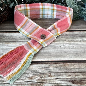 Pink Plaid Dog Scarf, Fall Plaid Dog Scarf, Flannel Scarf for Dogs, Scarfs for Dog, Pet Gift for Dog Owner, Pet Parent Gift, Girly Dog Scarf