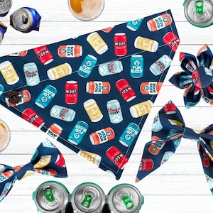 Dog Beer Bandana, Personalized Craft Beer Dog Kerchief, Beer Can Over The Collar Bow Tie, Funny Alcohol Sailor Bow, Cute Drink Flower