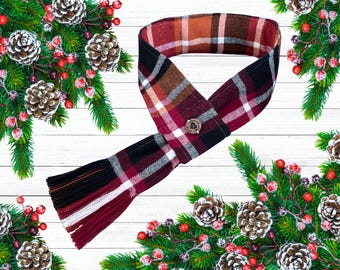 Plaid Dog Scarf, Red Dog Scarf, Flannel Scarf for Dogs, Scarfs for Dogs, Boy Dog Scarf, Large Dog Scarf,  Pet Gift for Dog Owners, Dog Gift