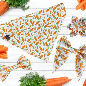 Cute Carrot Bandana, Vegetable Personalized Dog Kerchief, Fun Veggie Hankie, Spring Time Sailor Bow, Summer Vacation Slip On Bow Tie, Flower