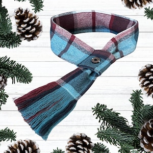 Blue And Red Plaid Dog Scarf, Winter Dog Scarf, Flannel Scarf for Dogs, Scarfs for Dogs, Large Dog Scarf,  Pet Gift for Dog Owners, Dog Gift