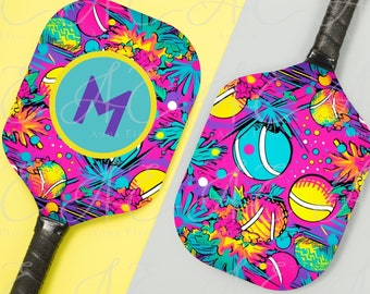 Tropical Pickleball Paddle Cover Design: Digital Sublimation Template (PNG)