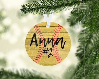Softball Ship lap Christmas Ornament Sublimation Template