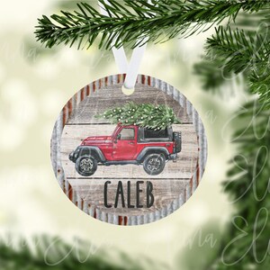 Off-Road Vehicle Round Christmas Ornament Sublimation Template
