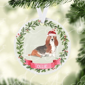 Basset Hound Dog Round Christmas Ornament Sublimation Template