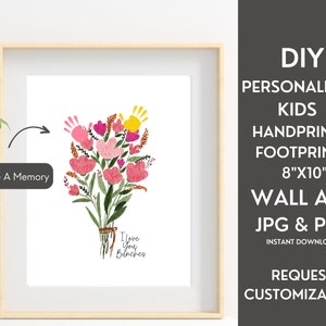 MOTHER&#39;S DAY PRINTABLE Wall Art, Kids Handprints or Footprints For New Moms, Dads, Grandparents, Gift for Mother&#39;s Day
