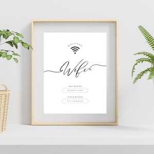 Printable WiFi Password Sign: Modern Guest Room Decor (Digital Download)