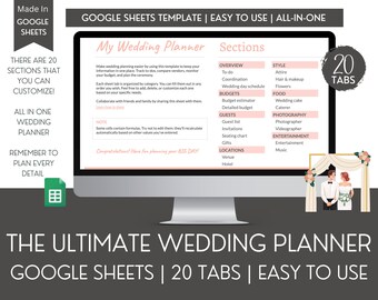 All-In-One Hochzeitsplaner Google Sheets Vorlage: Budget, Gästeliste (Digitaler Download)