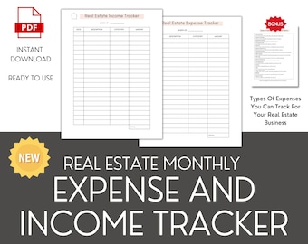Real Estate Expense & Income Tracker: Monthly Printable (Digital Download)