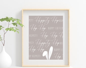Hippity Hop Easter Print: Minimalist Bunny Wall Art (Digital Download)