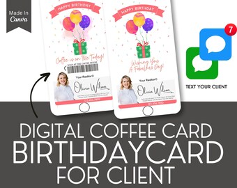 Real Estate Client Birthday eCard: Coffee Gift (Canva Template)