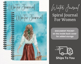 Winter Journal Spiral Notebook: Ruled Line Pages, Document Pocket