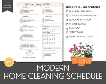 Printable Cleaning Schedule: Modern Minimalist Chore List (PDF)