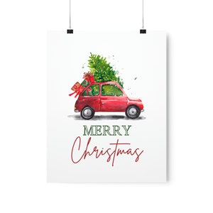 AFFICHE DE VOITURE DE NOËL, Affiche mate de qualité supérieure, "Carte de Noël verticale mate de qualité supérieure : le moyen idéal pour répandre la joie des fêtes"