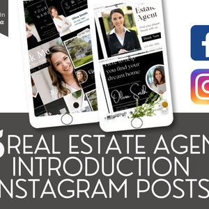 15 REALTOR INTRODUCTION Posts for INSTAGRAM | Introduce Yourself on Instagram/Facebook/Twitter/TikTok/Snapchat | Editable in Canva