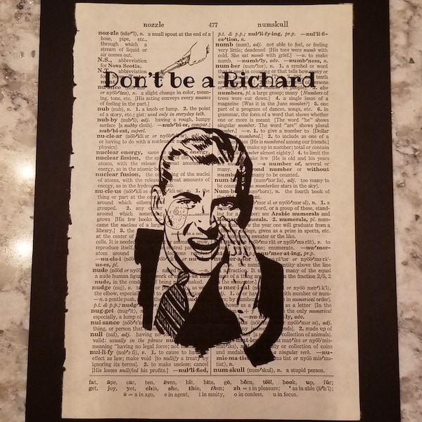 Don't be a Richard Vintage Dictionary Art