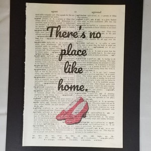 Wizard of Oz There&#39;s no place like home Vintage Dictionary Art Print