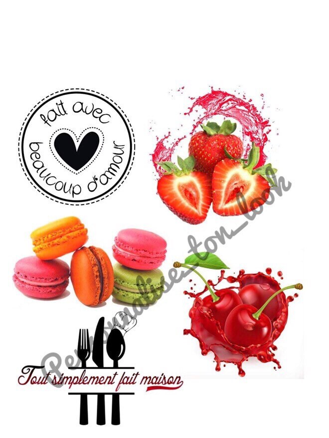 stickers Autocollants Thermomix Cake Factory Macarons & Fruits