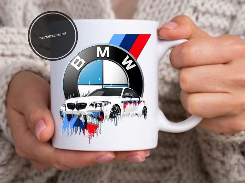 Mug voiture BMW tasse personnalisable BMW logo voiture BMW drapeau logo voiture Accessoire bmw mug image 1