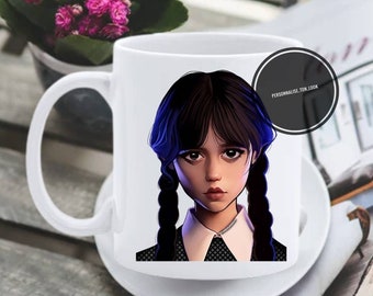 Mug mercredi addams wednesday mug dessin revisité mercredi tasse personnalisé mercredi