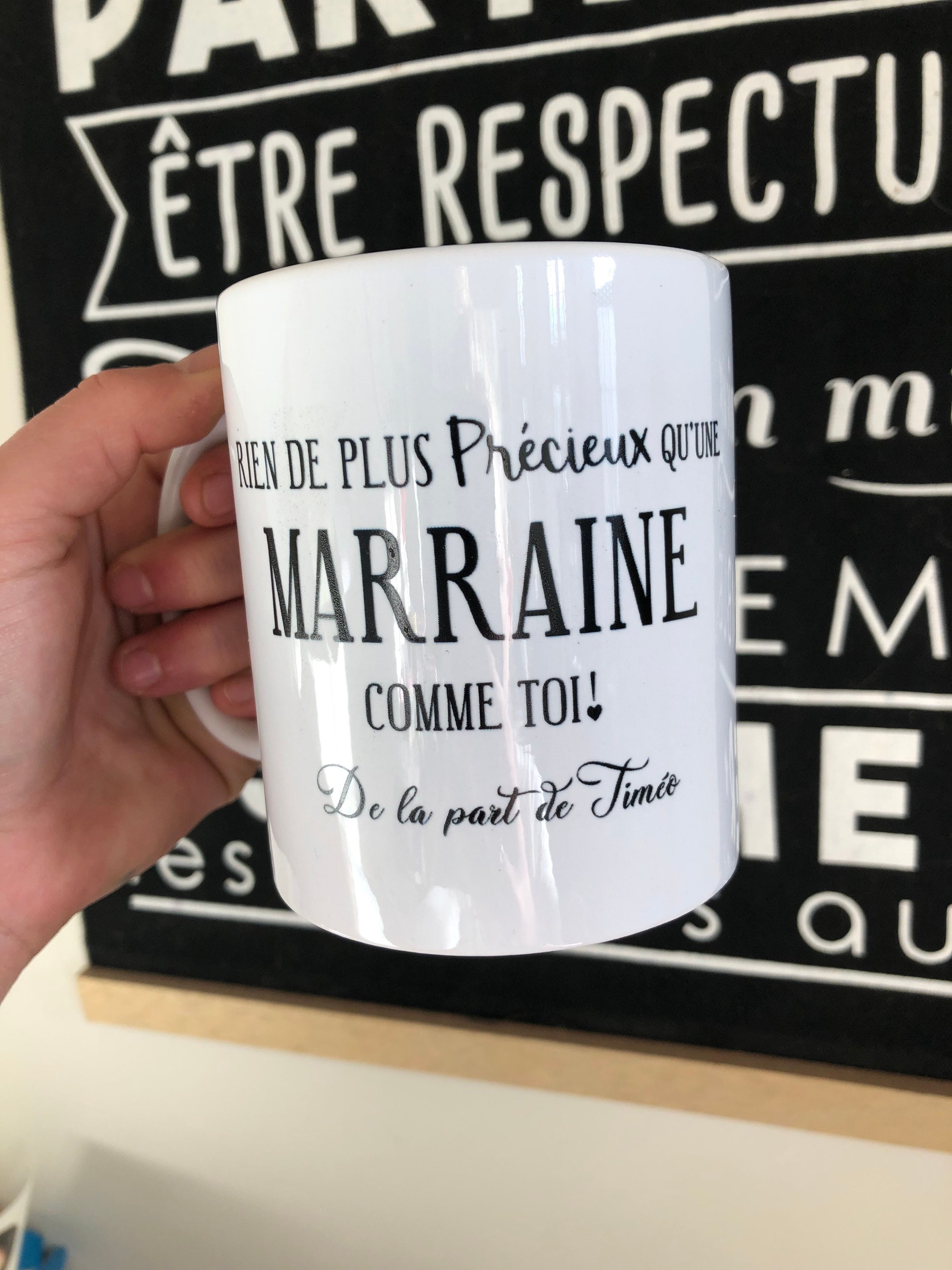 Tasse céramique Garçon Veux-tu être ma Marraine – Mamie Love