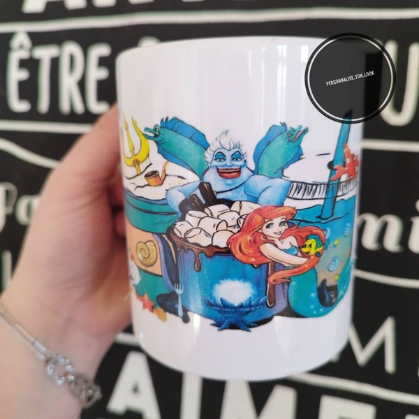 Mug Ariel revisité en dessin Ursula mug tasse personnalisable prénom au choix Ariel sirène