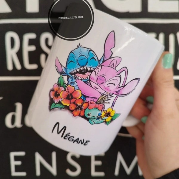 mug stitch tasse stitch personnalisable prenom au choix mug stitch revisité aquarelle