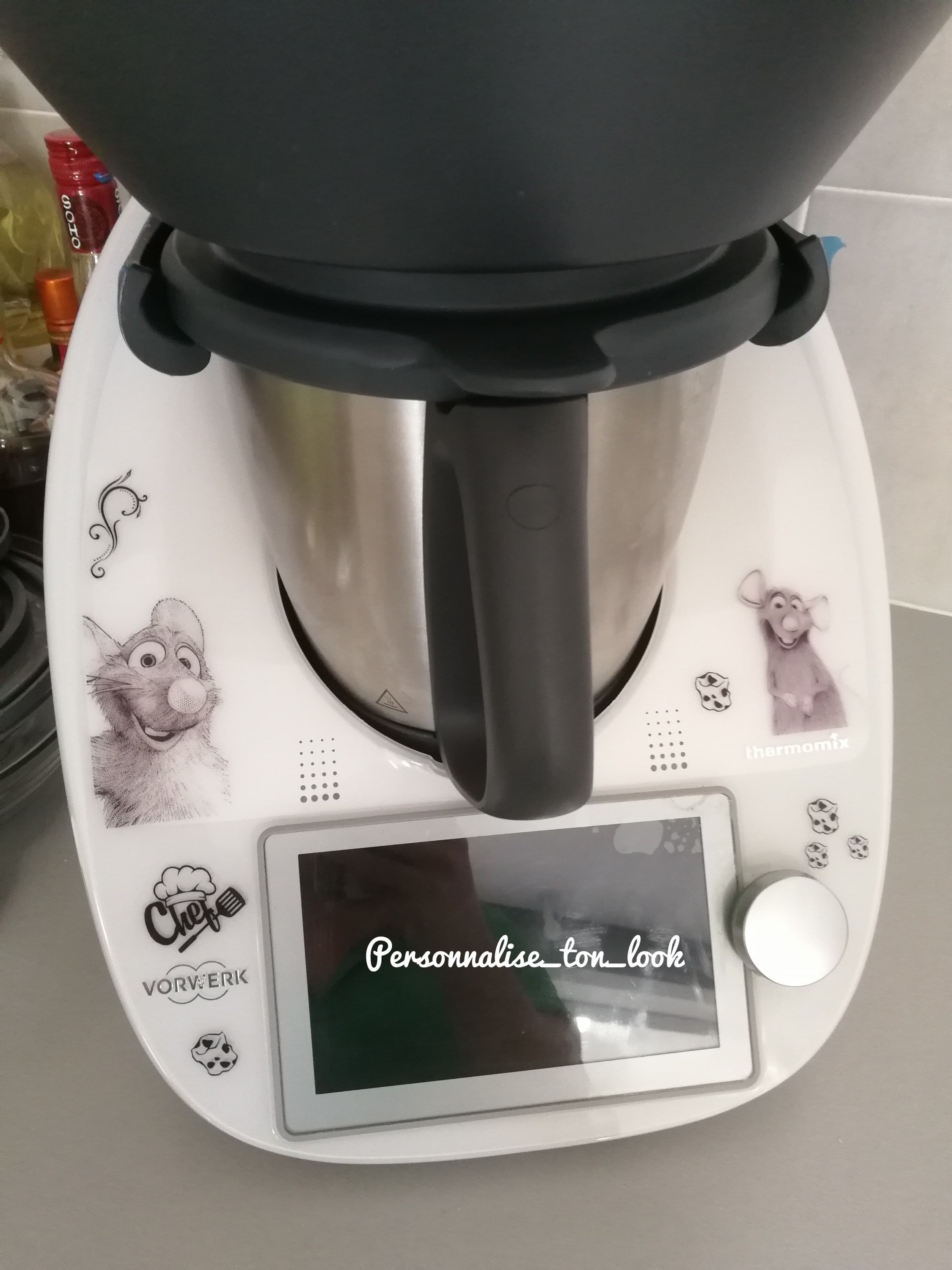 Peau de marbre noir pour Thermomix TM6 ou TM5 autocollant