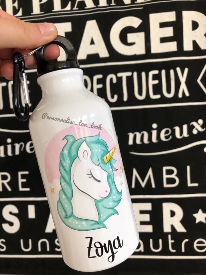 Gourde Bouteille Voyage Licorne Prenom