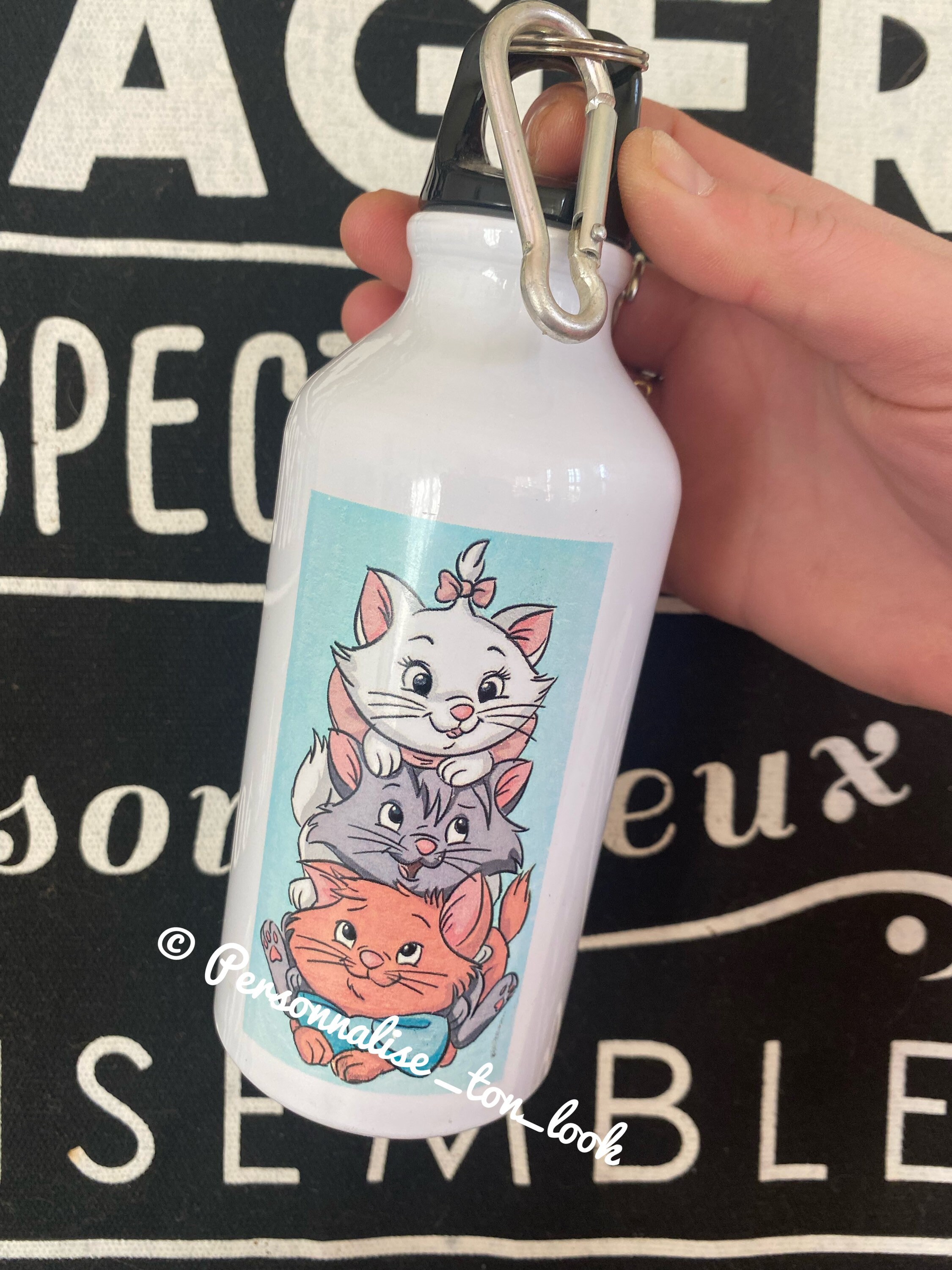 Gourde Chat , Gourde Isotherme Prenom Personnalisable Dessin Revisité Aristochat Marie et Ses Amis