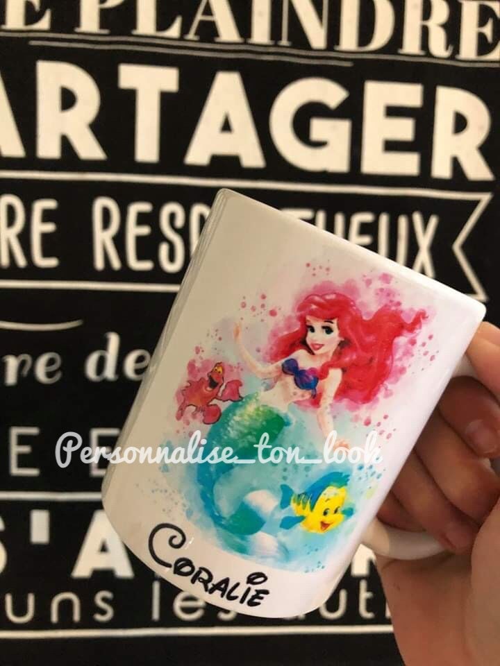 Tasse Ariel Personnalisée Mug Revisité Aquarelle Personnalisable Prenom Au Choix Mug